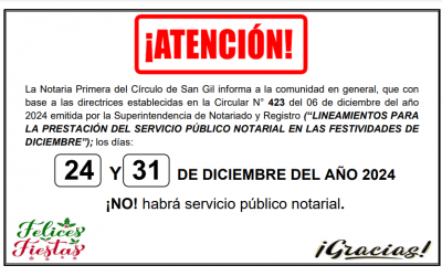 “LINEAMIENTOS PARA LA PRESTACIÓN DEL SERVICIO PÚBLICO NOTARIAL EN LAS FESTIVIDADES DE DICIEMBRE”